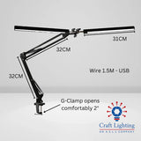 Craft Lighting AM019 Enterprise Double Architect Light (G-Clamp Style) | Dual-Head LED Desk Lamp for Precision Modelling