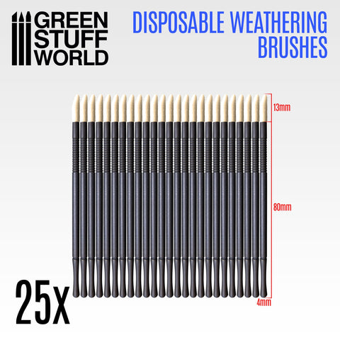 25 Line Stuff Green Stuff World Disposable Synthetic Brushes Pack of 25 β RAILstuff