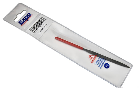 Expo Tools 72521 Flat Needle File — Red Handle (5.5 inch / ~140 mm) for Model Railway Detailing