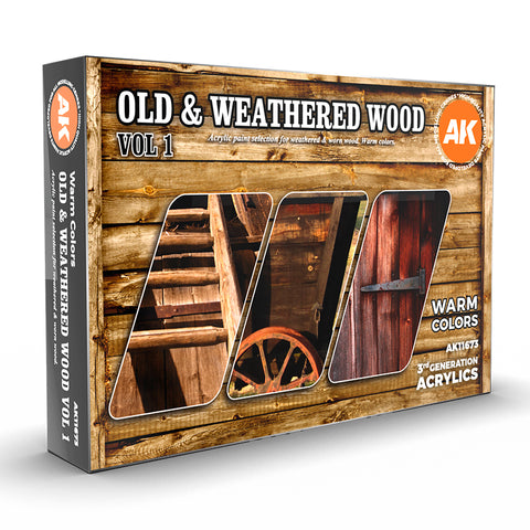 AK Interactive Old & Weathered Wood Vol1 Acrylic Paint Set AK11673