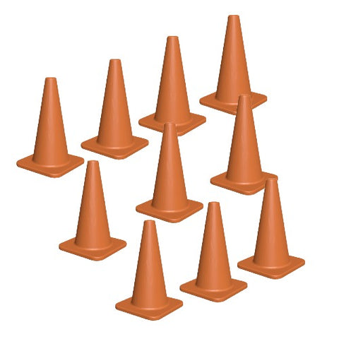 OO Gauge Traffic Cones (Pack of 10) – 3D Printed Orange PLA Model Railway Accessories