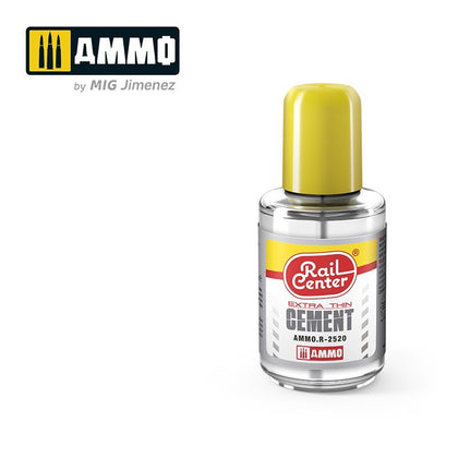 AMMO by Mig Jimenez Rail Center Extra Thin Cement MIGR2520 | 30ml Plastic Glue for Model Railways & Scenery Assembly