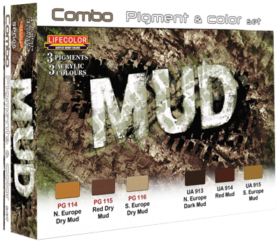 Lifecolor Mud Pigments & Paints Combo Set LC-SPG05